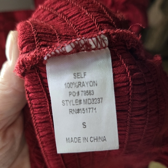 LE LIS RED SMOCKED STRAP RUFFLE MINI DRESS - Picture 7 of 8